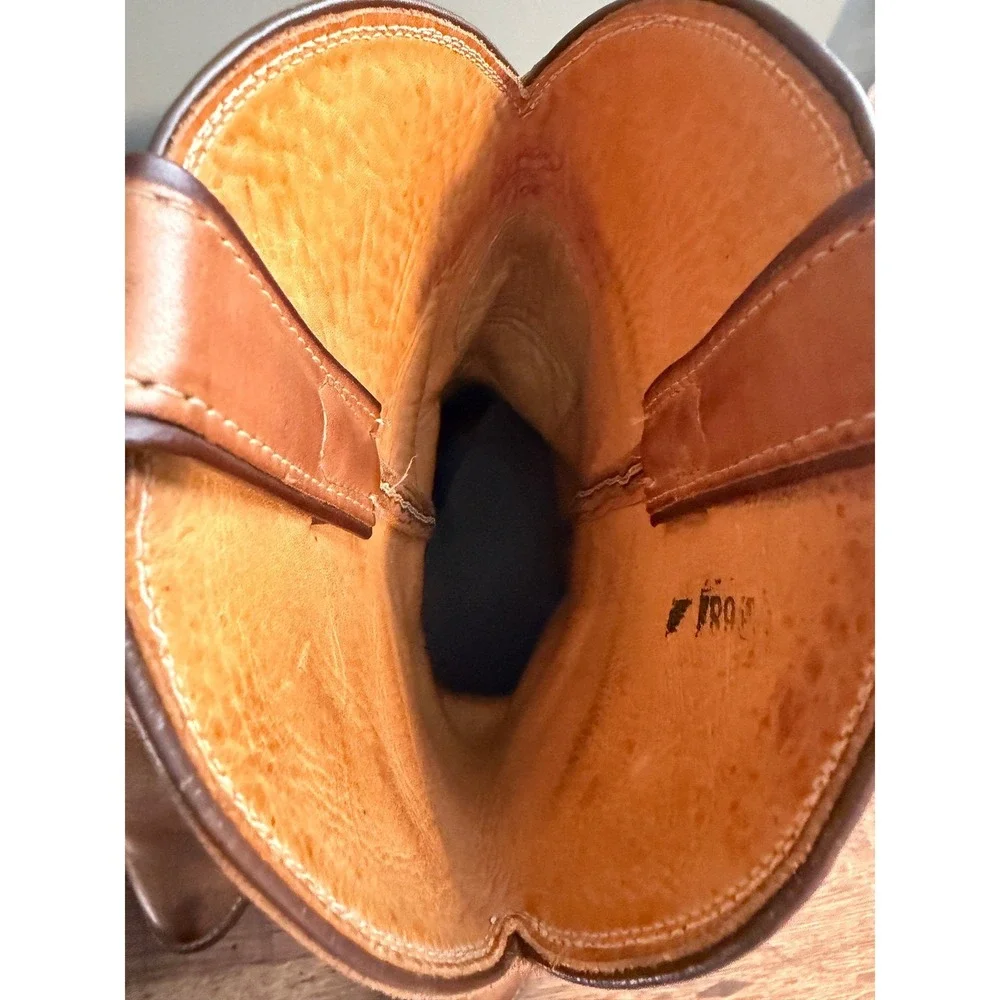 Justin Men's Size 9 EE #1106 Mulehide Tan Leather Cowboy Boots USA Made Vintage - Picture 12 of 15